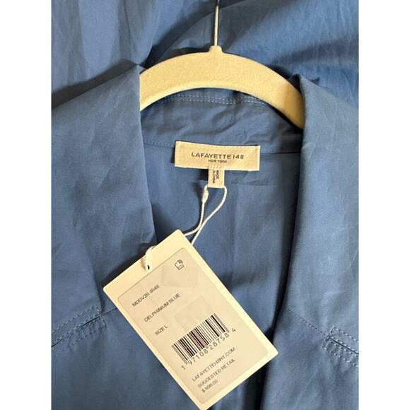 Lafayette 148 New York Women's Short Sleeve Belted Wrap Dress Size L Blue NWT - Picture 8 of 9